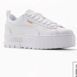 Puma Women's White Mayze Leather Sneakers
